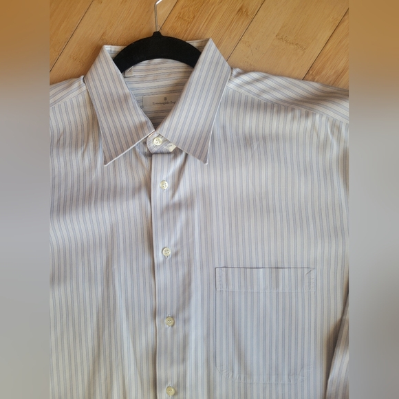 Ermenegildo Zegna Blue Striped Men's Dress Shirt - Picture 1 of 8